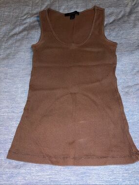 Express Brown Ribbed Scoop Neck Tank